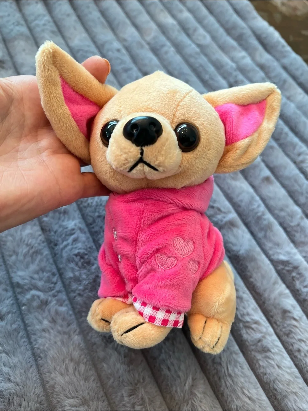 Plush Chihuahua Toy in Pink Hoodie